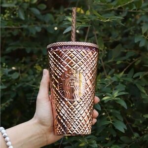 Starbucks 2023 Winter Holiday Jeweled Tumbler Cold Cup - Rose Gold 16 Fl oz